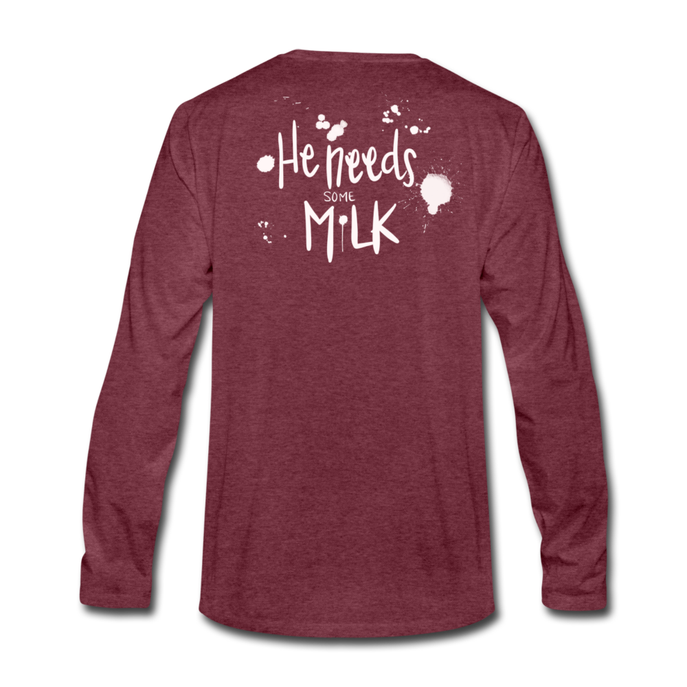 He Needs Some Milk Long Sleeve - heather burgundy