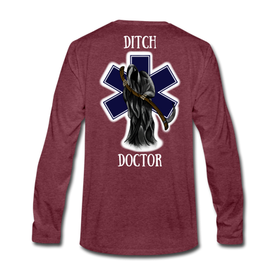 Ditch Doctor Reaper Logo Long Sleeve - heather burgundy