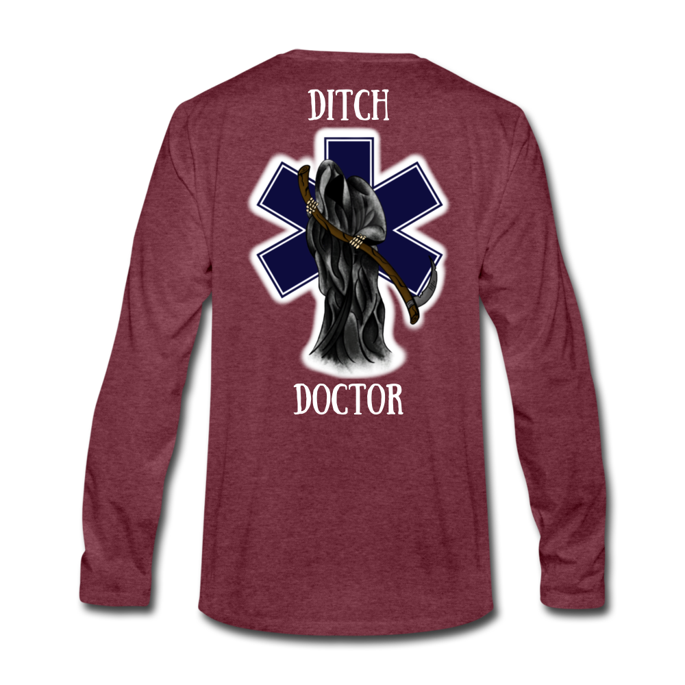 Ditch Doctor Reaper Logo Long Sleeve - heather burgundy