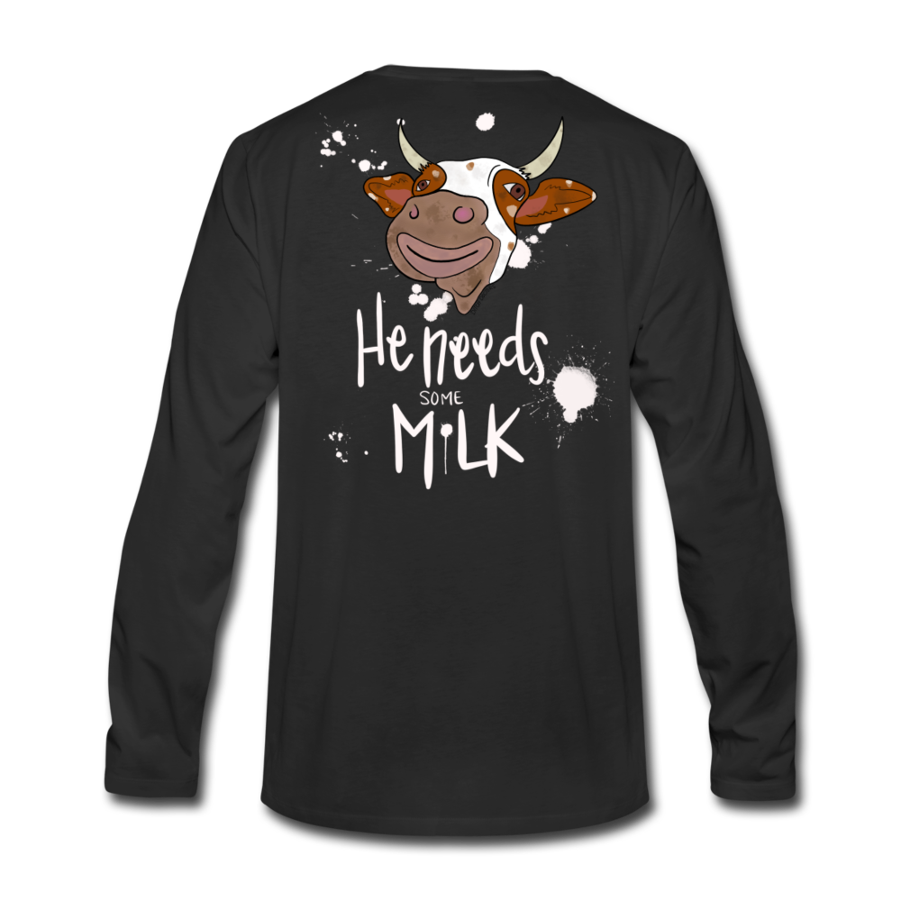 He Needs Some Milk Long Sleeve - black